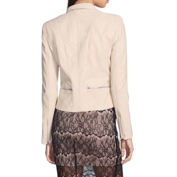 Blank NYC Size XL Faux Leather Vegan Zip Front Moto Jacket Cream Lined Edgy NWT - Picture 16 of 16